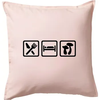 Polštář Eat Sleep Houbaření - Polštář 50x50 - 50x50 - Pouze potah ( Světle růžová )