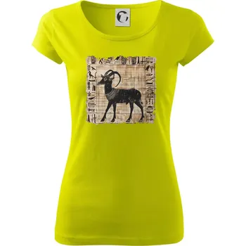 Dámské tričko Egyptské hieroglyfy koza - Dámské triko Pure - XS ( Limetková )