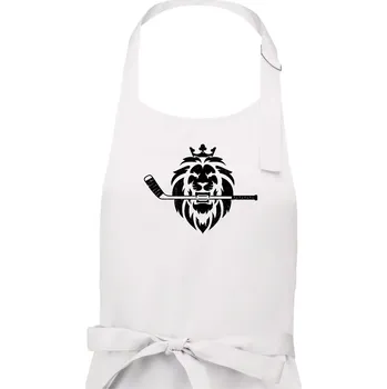 Kuchyňská zástěra Lev s hokejkou v tlamě - Pánská zástěra na vaření - Univerzální velikost ( Bílá )