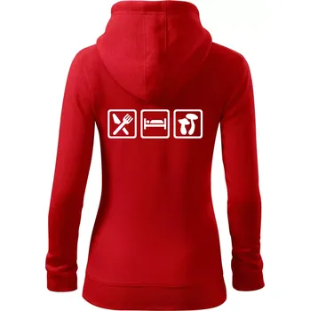 Dámská mikina Eat Sleep Houbaření - Dámská mikina trendy zipper s kapucí - S ( Červená )