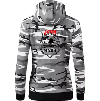 Dámská mikina Jsem Fotbalová máma - Dámská mikina trendy zipper s kapucí - L ( Šedý maskáč )