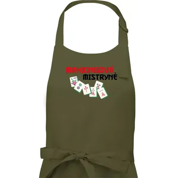 Kuchyňská zástěra Mahjongová mistryně - Dámská zástěra na vaření - Univerzální velikost ( Khaki )