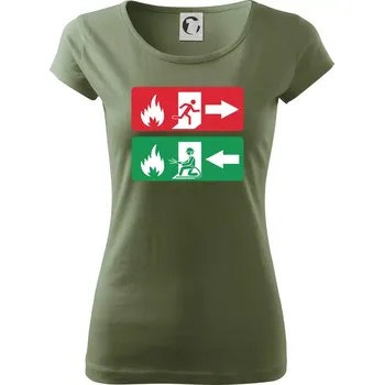 Dámské tričko Lidé utíkají, hasiči přibíhají - Dámské triko Pure - XS ( Khaki )