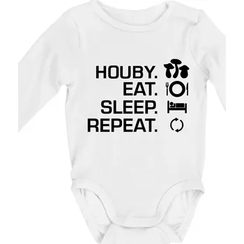 Kojenecký body Houby Eat Sleep Repeat - Body kojenecké s dlouhým rukávem - Dlouhý r. do 3 měs ( Bílá )