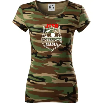 Dámské tričko Jsem Fotbalová máma - Dámské maskáčové triko - S ( Hnědý maskáč )