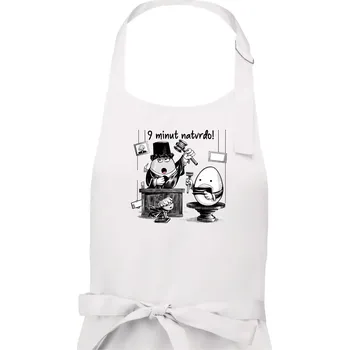 Kuchyňská zástěra 9 minut natvrdo - Dámská zástěra na vaření - Univerzální velikost ( Bílá )