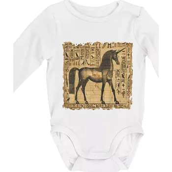 Egyptské hieroglyfy jednorožec - Body kojenecké s dlouhým rukávem - Dlouhý r. do 3 měs ( Bílá )