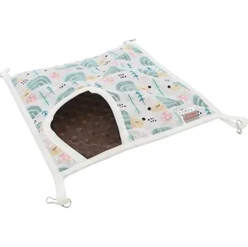 Pelíšek pro psa Pelech dr.savec s vchodem, ježci na bílé, hnědá minky 30x30cm