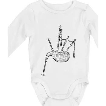 Skotské dudy - Body kojenecké s dlouhým rukávem - Dlouhý r. do 3 měs ( Bílá )