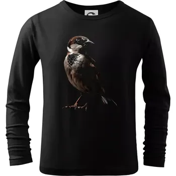 Chlapecké tričko Vrabec domácí černá fotka - Triko dětské Long Sleeve - 158 cm/12 let ( Černá )