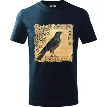 Chlapecké tričko Egyptské hieroglyfy pták - Tričko dětské bavlněné - 134 cm/8 let ( Námořní modrá (velmi tmavá - téměř černá) )