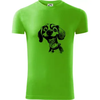Pánské tričko Černobílá karikatura bígl - Viper FIT - Pánské zůžené tričko - 2XL ( Apple Green )
