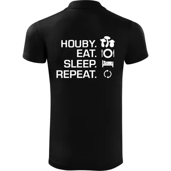 Pánská košile Houby Eat Sleep Repeat - Polokošile Victory sportovní (dresovina) - 2XL ( Černá )