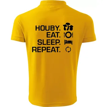 Pánská košile Houby Eat Sleep Repeat - Polokošile pánská Pique Polo 203 - XL ( Žlutá )