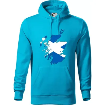 Pánská mikina Skotsko mapa - Mikina pánská Cape s kapucí - L ( Světlý tyrkys )