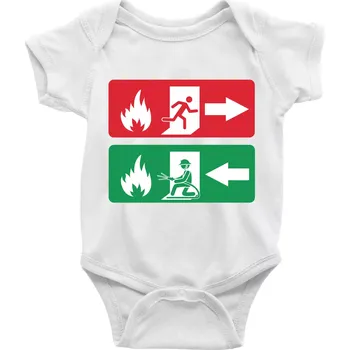 Kojenecké oblečení Lidé utíkají, hasiči přibíhají - Body kojenecké s krátkým rukávem - Krátký r. 12-18 měs ( Bílá )