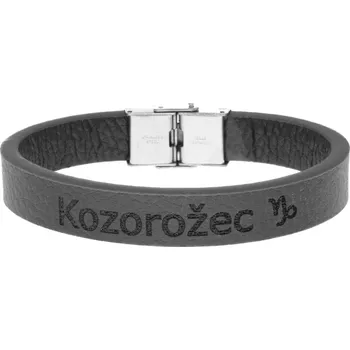 Náramek Ewena Pánský kožený náramek černý se znamením Kozorožec + dárkové balení
