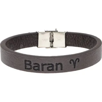 Náramek Ewena Pánský kožený náramek hnědý se znamením Baran + dárkové balení