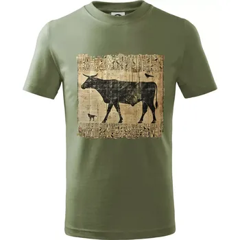 Egyptské hieroglyfy kráva - Tričko dětské bavlněné - 134 cm/8 let ( Khaki )
