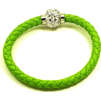 Náramek Ewena Náramek pletený s kuličkou a magnetickým zapínáním obvod 20 cm různé barvy Barva: Zelená