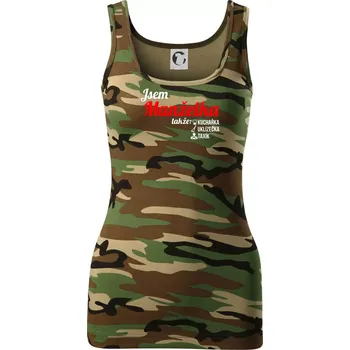 Dámské tričko Jsem manželka-uklizečka-kuchařka-taxík - Dámské Maskáčové tílko - XS ( Hnědý maskáč )