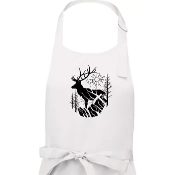 Kuchyňská zástěra Jelen v lese křivky - Pánská zástěra na vaření - Univerzální velikost ( Bílá )
