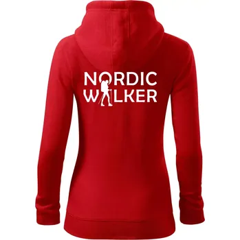Dámská mikina Nordic walker - žena - Dámská mikina trendy zipper s kapucí - L ( Červená )