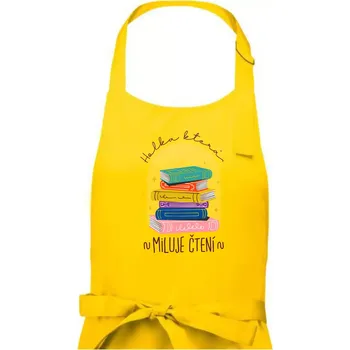 Kuchyňská zástěra Holka, která miluje čtení - Dámská zástěra na vaření - Univerzální velikost ( Žlutá )