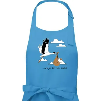 Kuchyňská zástěra Už je to na cestě - Dámská zástěra na vaření - Univerzální velikost ( Světlý tyrkys )