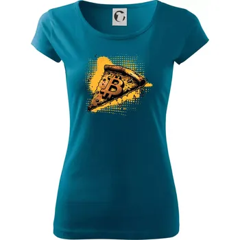 Dámské oblečení Bitcoin oranžová pizza - Dámské triko Pure - 3XL ( Petrolejová )