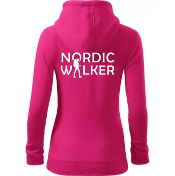 Dámská mikina Nordic walker - žena - Dámská mikina trendy zipper s kapucí - L ( Purpurová )