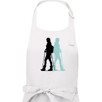 Kuchyňská zástěra Nordic walking figury - žena - Dámská zástěra na vaření - Univerzální velikost ( Bílá )