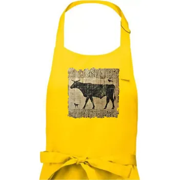 Kuchyňská zástěra Egyptské hieroglyfy kráva - Pánská zástěra na vaření - Univerzální velikost ( Žlutá )