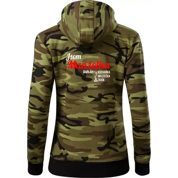 Dámská mikina Jsem manželka-uklizečka-kuchařka-taxík - Dámská mikina trendy zipper s kapucí - XS ( Zelený maskáč )