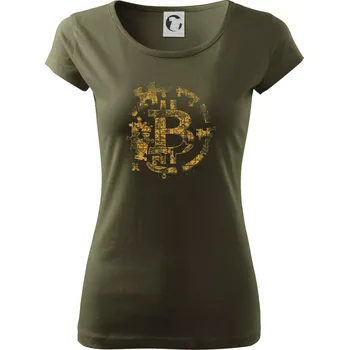 Dámské tričko Logo bitcoin puzzle - Dámské triko Pure - XS ( Military )