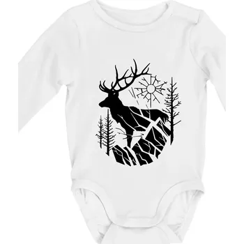 Kojenecký body Jelen v lese křivky - Body kojenecké s dlouhým rukávem - Dlouhý r. do 3 měs ( Bílá )