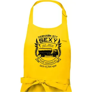 Kuchyňská zástěra Nesnáším být sexy - řidič hovnocucu - Pánská zástěra na vaření - Univerzální velikost ( Žlutá )