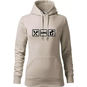 Dámská mikina Eat Sleep Houbaření - Mikina dámská Cape s kapucí - M ( Ledově šedá )