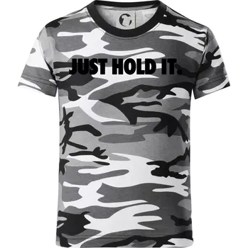 Chlapecké tričko Just hold it - Dětské maskáčové triko - 104-110cm / 3-4 roky ( Šedý maskáč )