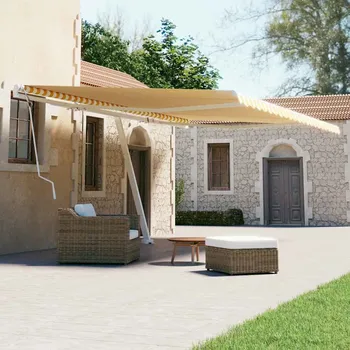 Markýza vidaXL Volně stojící ručně zatahovací markýza 600 x 300 cm [3069597] Barva: Žluto-bílá
