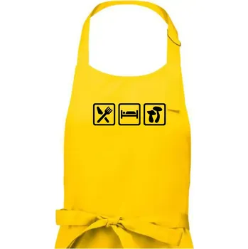 Kuchyňská zástěra Eat Sleep Houbaření - Pánská zástěra na vaření - Univerzální velikost ( Žlutá )