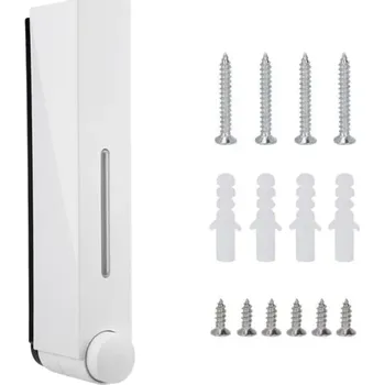 Dávkovač mýdla Nástěnný dávkovač mýdla a sprchového gelu 420 ml Koupelnový zásobník na prací prostředek 5×8×28 cm Pumpička se šrouby a hmoždinkami bílá