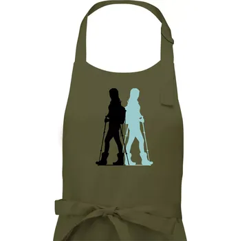 Kuchyňská zástěra Nordic walking figury - žena - Pánská zástěra na vaření - Univerzální velikost ( Khaki )