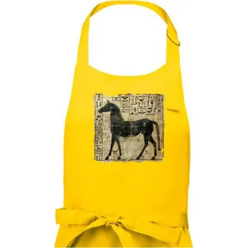 Kuchyňská zástěra Egyptské hieroglyfy kůň - Pánská zástěra na vaření - Univerzální velikost ( Žlutá )
