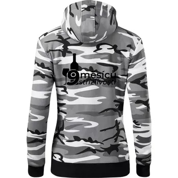 Dámská mikina 9 měsíců střízlivosti - Dámská mikina trendy zipper s kapucí - M ( Šedý maskáč )