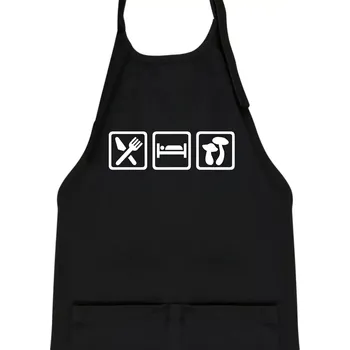 Kuchyňská zástěra Eat Sleep Houbaření - Dětská zástěra na vaření - Univerzální velikost ( Černá )