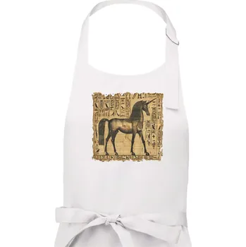 Kuchyňská zástěra Egyptské hieroglyfy jednorožec - Pánská zástěra na vaření - Univerzální velikost ( Bílá )
