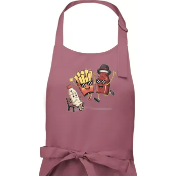 Kuchyňská zástěra Souboj o hranolky kečup tatarka - Pánská zástěra na vaření - Univerzální velikost ( Starorůžová )