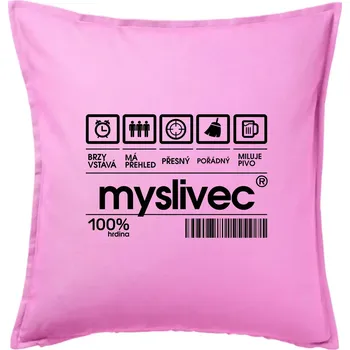 Polštář Čárový kód myslivec - Polštář 50x50 - 50x50 - Pouze potah ( Růžová )