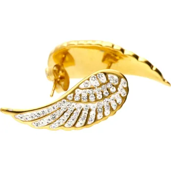 Náušnice Ewena Ocelové náušnice andělská křídla Gold + dárkové balení